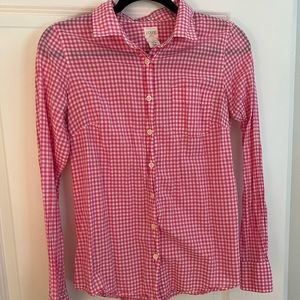 J. Crew Factory Pink Gingham Button-Down